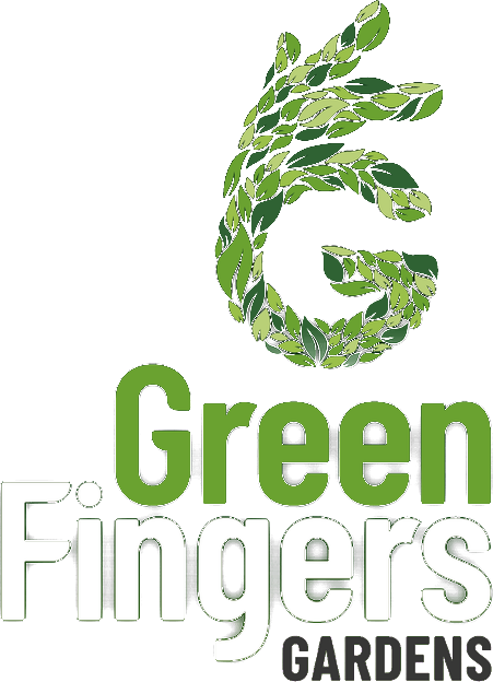 Green Fingers Gardens logo: a G made of leaves above the words Green Fingers Gardens